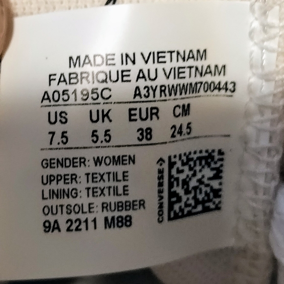 Size 7.5 - Converse Chuck Taylor All Star Crafted Patchwork Shoes Egret A05195C - Picture 12 of 12